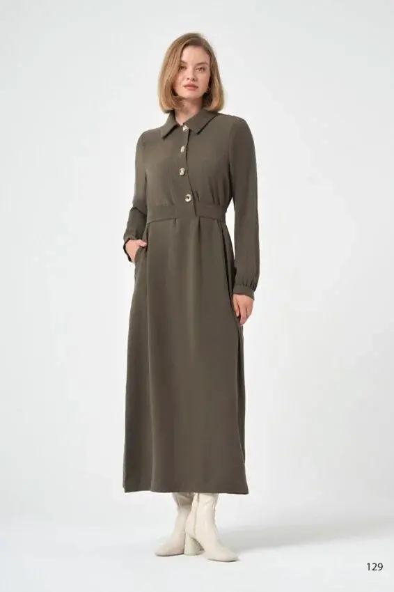 NUSS GOLD DÜĞME YEŞİL ELBİSE