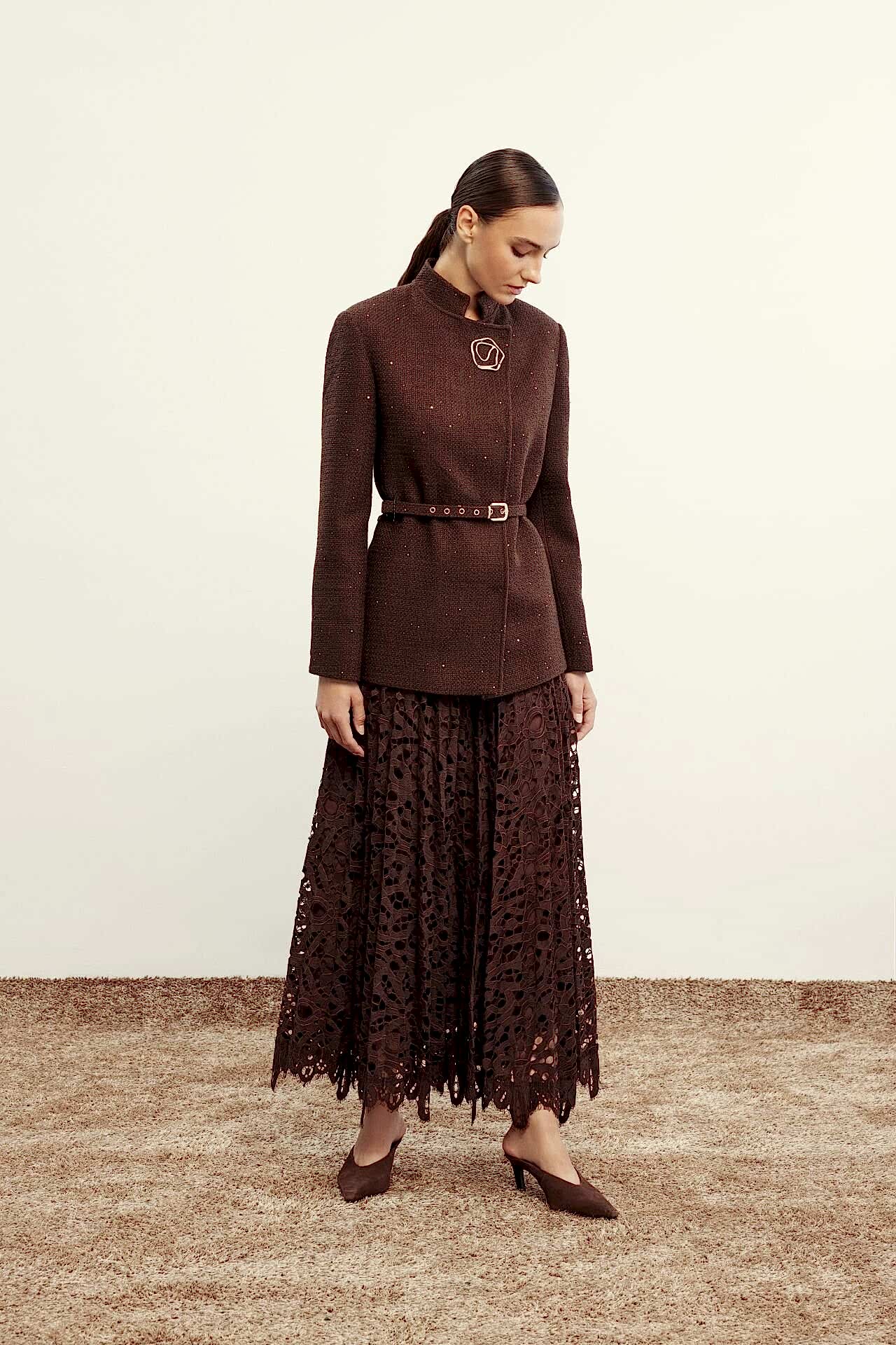 VENÖVE ELVİS ETEK KAHVE