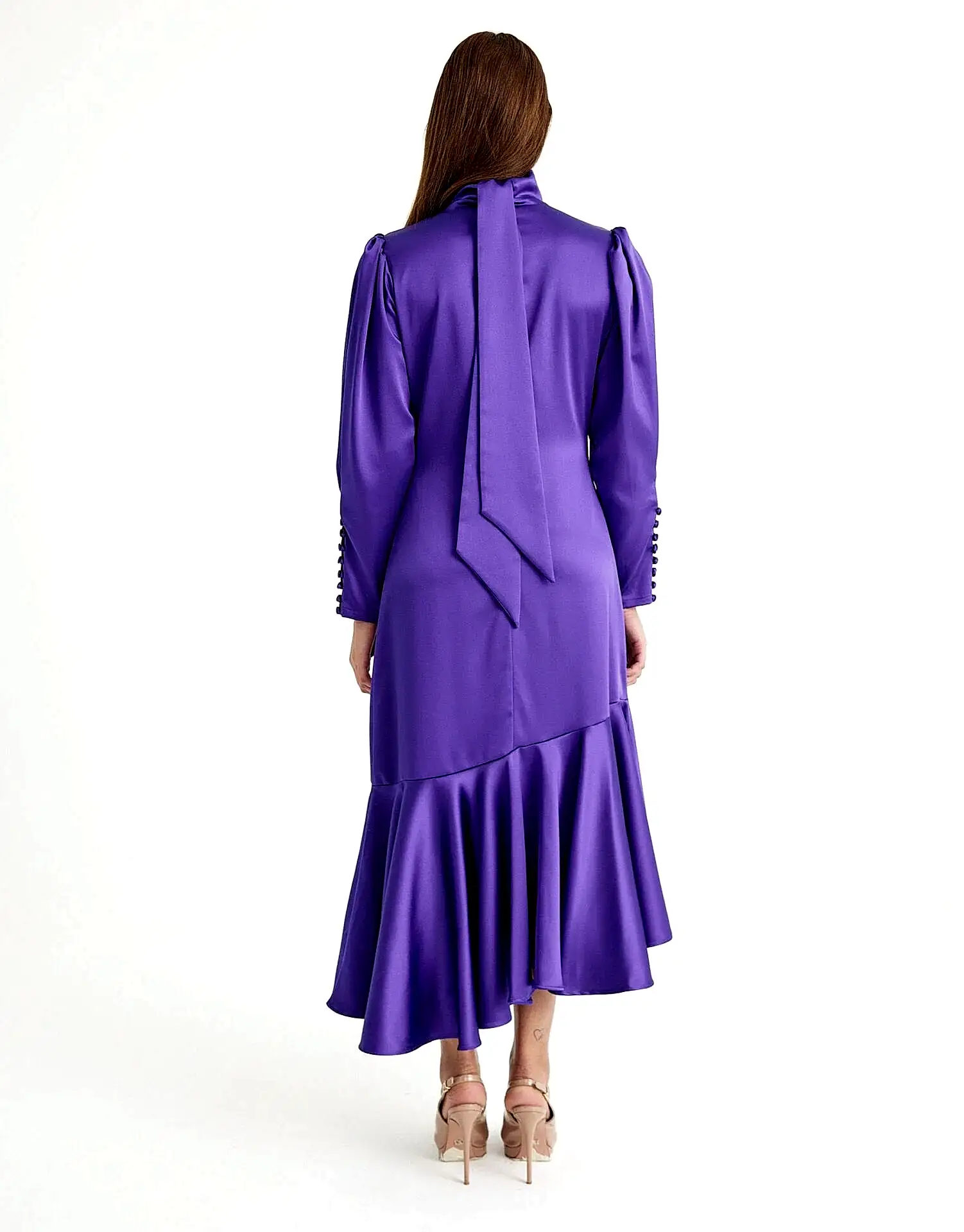 SELVİ ÇETİN ASİMETRİK MOR ELBİSE