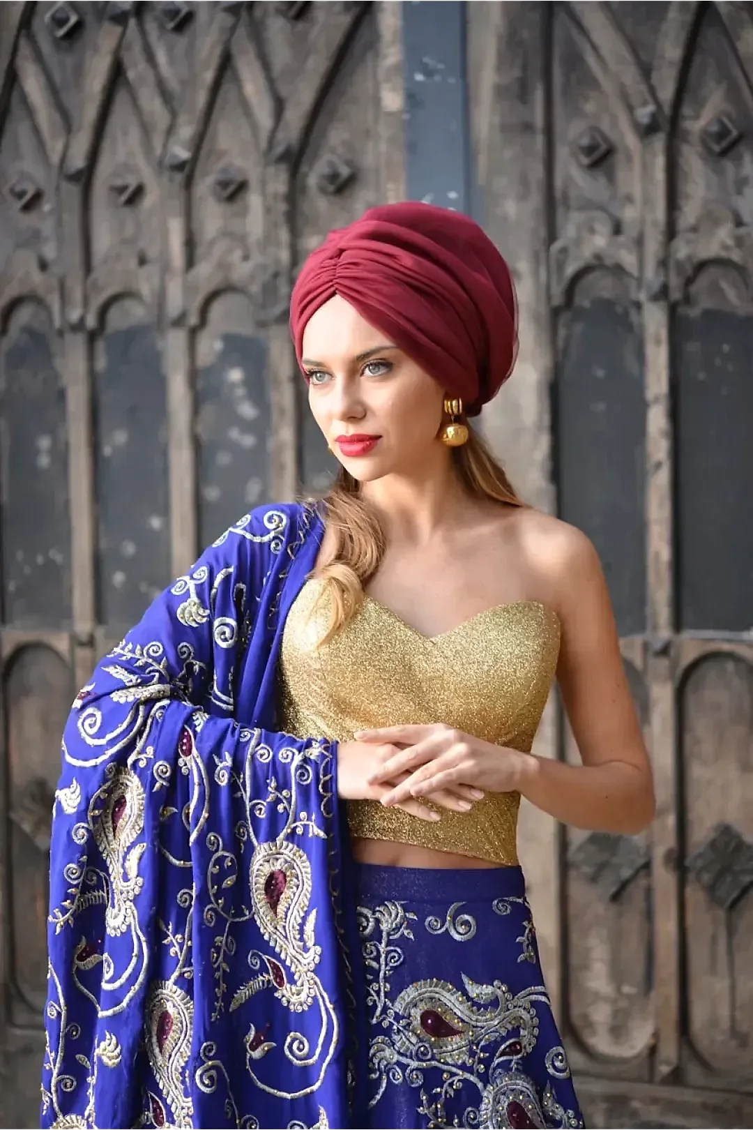 Hesya Dolgulu Günlük Tüllü Bone Bordo